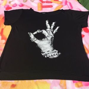 Juniors large rock tee T-shirt shiny rhinestones